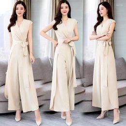 Women's Two Piece Pants Women's Casual Set Spring Summer Sexy Suits Plus Size Clothing Korean Fashion Wide Leg Sleeveless Crop Tops