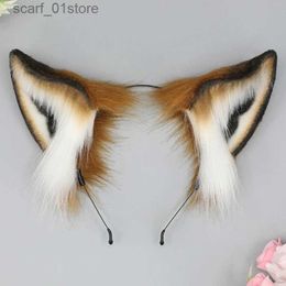 Headwear Hair Accessories Furry Foxes Ears Cats Girls Cosplays Hair Accessories Cute Plush Animal Ear Headwear Long Fur Animal Role PlayingL231214