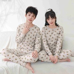 Pajamas Teenager Boy Animal Bear Pajamas Children's Sleepwear for 10 16 18 Years Kids Pyjamas Cartoon Homewear Cotton Girls Pijamas Suit