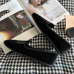Designer Shoes Black Ballet Bowknot Flats Shoes Women Spring Quilted Leather Women's Velvet Dance Shoes Round Toe