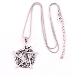 HY083 Indian new style religious charms Jewellery retro rune alphabet pentagram shaped pendant necklace for men1097577