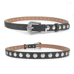 Belts Adjustable Pin Buckle Belt PU Harajuku Style Adult Large Rivet Waist Strap DXAA