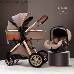 Strollers# 2020 New Baby Stroller 3 in 1 High Landscape Stroller Reclining Baby Carriage Foldable Light with Bassinet Cradel231E Q231215