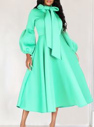 Women's fashion trend bubble sleeve strap design, large skirt hem, high waisted formal dress, high-end feeling dress