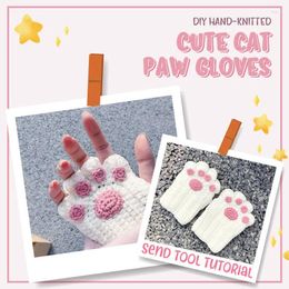 Cat Costumes DIY Hand-Knitted Cute Gloves Winter Warm Knitting Fabric Material Lovely Style Christmas Year Gifts For Girls