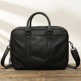 Briefcases Men's Bag Handbag Business Leather Laptop Shoulder Messenger Men Soft Black Briefcase Male Genuine