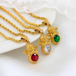 Pendant Necklaces Luck 12 Months Birthday Stone Angel Zircon For Women Birthstone Chain Choker Charm Christmas Jewellery
