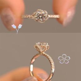 Crystal Rings for Women Fashion Flower Silvery Wedding Women's Ring Luxury Brand Jewellery Gifts Accessories306N