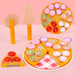 Kitchens Play Food 27pcs Pizza Wooden Toys Cooking Simulation Tableware Children Kitchen Pretend Toy Fruit Vegetable Cutting Game 231213