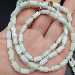 1pc Certified Burma 100% Natural A JADE Jadeite 8mmX4.5mm Beads Necklace 23Inch