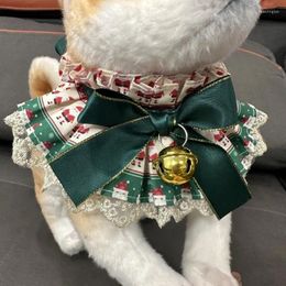 Dog Apparel Cute Christmas Pet Towel Santa Cat Drool Bib Supplies Lace Triangle Collar Scarf Products Gift