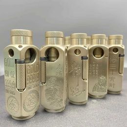 2023Original Copper Finely Carved High-grade Brass Special-shaped Kerosene Lighter Collection Type Manual