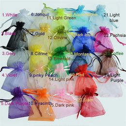 100pcs 7x9 9x12 10x15 13x18CM Organza Bags Jewelry Packaging Bags Wedding Party Decoration Drawable Bags Gift Pouches 24 colors2752