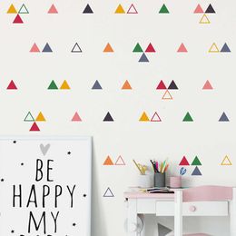 69pcs/5.6cm Colourful Triangle Outlines DIY Wall Stickers Baby Nursery Room Wall Decals for Kids Room Living Room Bedroom Murals