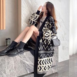 Womens Sweaters AutumnWinter Korean Edition Sweater Coat Cardigan Over Knee Loose and Slim Retro Office Lady Comfortable Long Knit 231214