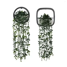 Decorative Flowers Artificial Hanging Eucalyptus Plants Potted Vines Greenery In Pot For Home And Indoor E Outdoor Decor