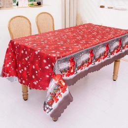 Table Cloth Rectangle Bordered Christmas Tablecloth Xmas Tree Gnome Print Decor