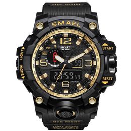 SMAEL 1545 Brand Men Sports Watches Dual Display Analogue Digital LED Electronic Quartz Wristwatches Waterproof Swimming Military Wa304J
