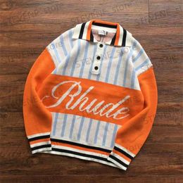 Men's Sweaters Patchwork Letter Jacquard Sweater Men Women 1 1 Top Quality Orange Fashion Sweatshirts T231214