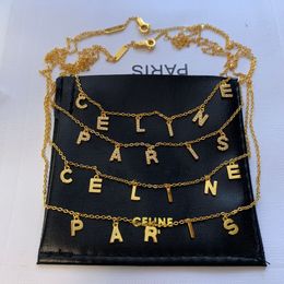 CELI Arc de Triomphe Necklace Letter Sign Double layered Necklace Full Diamond Gold Collar Chain
