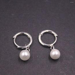 Dangle Earrings Real S925 Sterling Silver For Women Mother Of Pearl Ball 6mm Drop