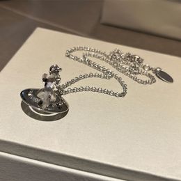 Women Designer Pendant Necklaces Stereo Planet Necklace Orb Transparent Glass Bead Pendant Colorful Diamonds Saturn Clavicle Chain