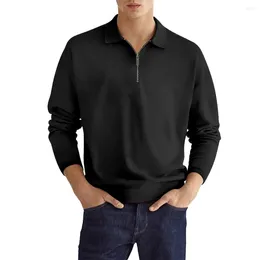 Men's Polos Tops Shirts Blouse Brand Button Up Casual Collared Jumper Long Sleeve Pullover Solid Colour Business