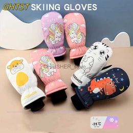 Ski Gloves Winter Kids Ski Gloves Non-slip Ultralight Windproof Waterproof Outdoor Sports Warm Cute Cartoon Warm Mittens Boys GirlsL23118