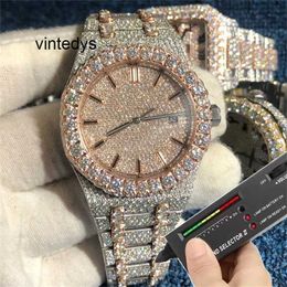 Watches for Men Top Silver New Rose Version Watch Gold Moissanite Test Stones Diamonds Quality Mechanical Movement