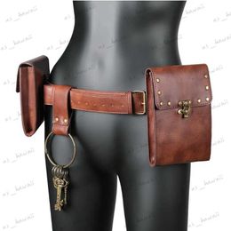 Evening Bags Creative Vintage Belt Leather Wallet Men Waist Pack Steampunk Double Pouch Bag T231214