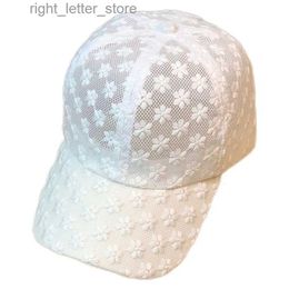 Ball Caps Women Thin Breathable Lace Hollow Flowers Adjustable Sun Curved Eaves Baseball Cap Sport Golf Sunshade Sunscreen Color Hat W83 YQ231214
