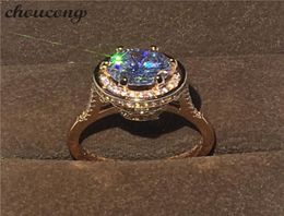 choucong 2017 Brand Design Female ring 4ct Diamonique cz Rose Gold 925 Sterling silver Engagement Wedding Band Ring for women1807654