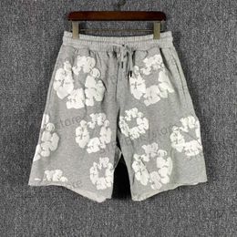 Men's Shorts Shorts Kapok Foam Print Men Women 1 1 Loose Grey Cotton Summer Shorts T231214