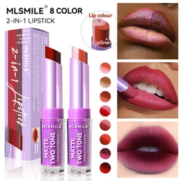 Dual-color lipstick pearlescent lip liner natural matte bite lip makeup lasting Moisturising lipstick