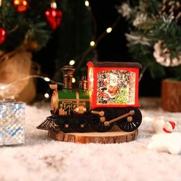 Decorative Objects Figurines Santa Claus Snowman Christmas Gift Christmas Eve Box Train Box Crystal Ball Ornaments Table Small train Decor 231214