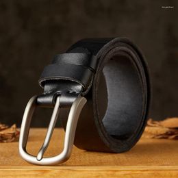 Belts Men Pure Genuine Leather Belt 4cm Width High Quality Handmade Male Strap For Jeans Stainless Stell Pin Buckle Cowhide Cintos