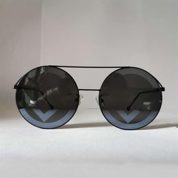 Round Sunglasses 0285 Black Grey Mirror Lens Fashion Sun Glasses for Women Men gafa de sol with Box283o