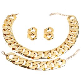 Pendant Necklaces FishSheep Hiphop Gold Color Acrylic Big Chunky Chain Choker Necklace Set for Women Gothic Chains Necklace Fashion Accessories 231214