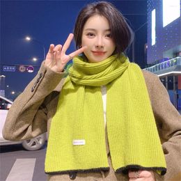 Scarves Women's Knitted Scarf Student Solid Colour Woollen Korean Female Neckerchief Foulard Bufanda Accessories Christmas Gift
