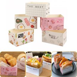 50PCS Cake Packaging Bagsand Wrapping Paper Thick Egg Toast Bread Breakfast Packaging Box Burger Oil Paper Paper Tray 201015323v