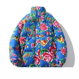 Men's Down Parkas KPOP Fashion Style Harajuku Slim Fit Quilted Jacket Loose Casual All Match Outerwear Thickening Zipper Pockets Printed Padded 231214