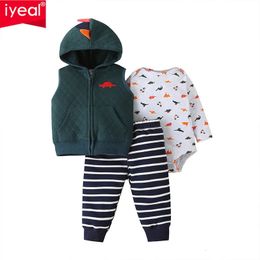 Clothing Sets IYEAL Baby Boys Clothing Spring and Autumn born Childrens Clothing Cartoon Hooded Tank TopTight ClothesPants Childrens Baby Clothing 231214