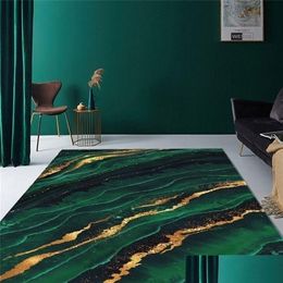 Carpets Modern Luxury Green Living Room Rug Decoration Emerald Carpet Abstract Big Floor Mat Washable Bedroom Anti-Slip Customise 22 Dha6N