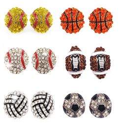 Sports Ball shape Stud Earrings Softball basketball volleyball bowling Baseball Football Rugby Bling Crystal Earrings For women Je9698599