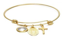 Stainless Steel Virgin Mary Bangles Bracelets For Women Catholic Jewellery Drop Bangle6346401