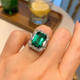 Cluster Rings SpringLady 925 Sterling Silver Emerald Cut 10 14MM Lab Gemstone Ring For Women Engagment Fine Jewellery
