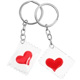 Keychains 2pcs Key Chains Heart Rings Backpack Ornaments Hanging Decorations For Purse Bag