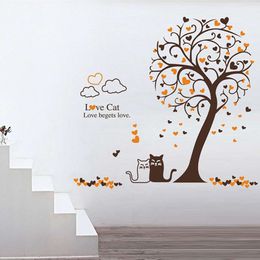 Cute Cat Fashion Wall Stickers Funny Cat Stickers Living Room Decor Tv Wall Decor Child Kids Bedroom Vinyl Home Decor Brc02