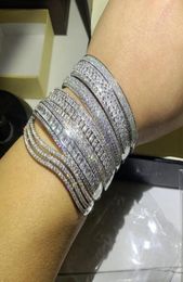 Choucong Super Shinning Luxury Jewelry 7 Style 925 Sterling Silver Full White Topaz CZ Diamond Gemstones Wrist Women Bangle Bracel4771615