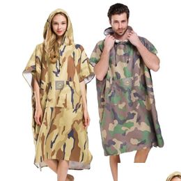 Swim Wear Swim Wear Watersport Surf Poncho Wetsuit Changing Robe Towel Hood Pocket Uni Adts Tra-Thin Swimwear Er Drop Delivery Sports Dhuhz